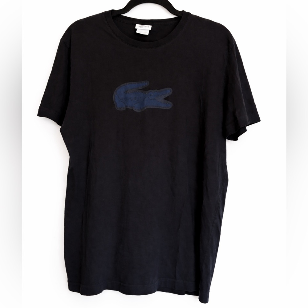 Lacoste Men’s Graphic T-Shirt Crocodile Logo Black Size Large Regular Fit Cotton